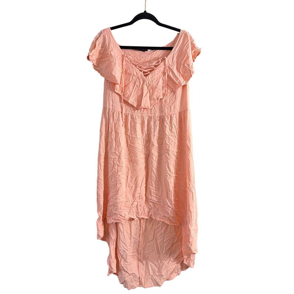 Torrid Women's Plus Size Blush Pink Ruffle Hi-Lo Lace Up Dress Size 18 - Picture 2 of 6